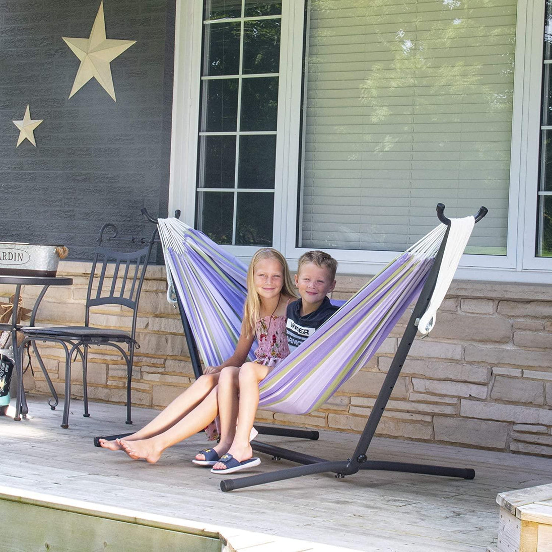 Double Cotton Freestanding Tranquility Hammock Designed for two Airy Strong Holding up to 450LB - PremiumBrandGoods