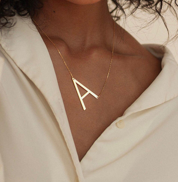 Fashionable Initial Pendant Chain Necklace Stainless Steel - PremiumBrandGoods