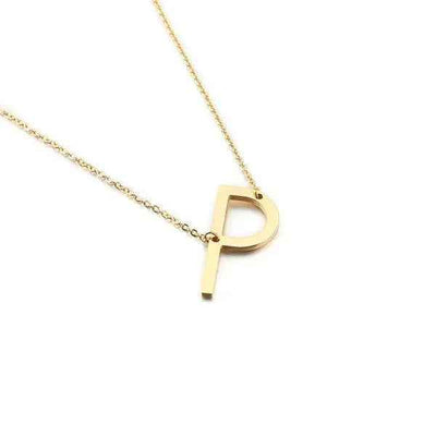 Fashionable Initial Pendant Chain Necklace Stainless Steel