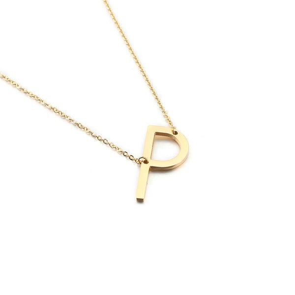 Fashionable Initial Pendant Chain Necklace Stainless Steel - PremiumBrandGoods