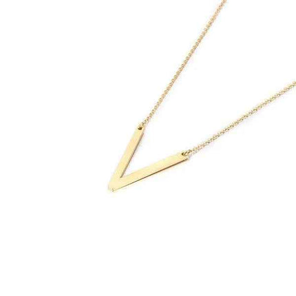 Fashionable Initial Pendant Chain Necklace Stainless Steel