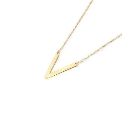Fashionable Initial Pendant Chain Necklace Stainless Steel