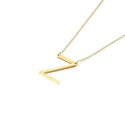 Fashionable Initial Pendant Chain Necklace Stainless Steel