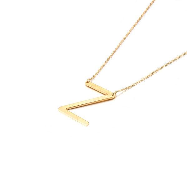 Fashionable Initial Pendant Chain Necklace Stainless Steel - PremiumBrandGoods