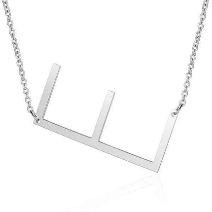Fashionable Initial Pendant Chain Necklace Stainless Steel
