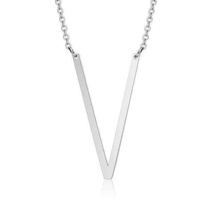 Fashionable Initial Pendant Chain Necklace Stainless Steel