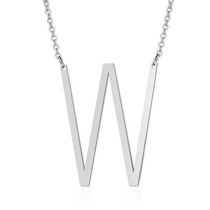 Fashionable Initial Pendant Chain Necklace Stainless Steel