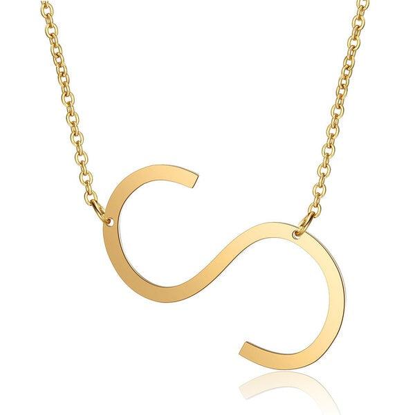 Fashionable Initial Pendant Chain Necklace Stainless Steel - PremiumBrandGoods