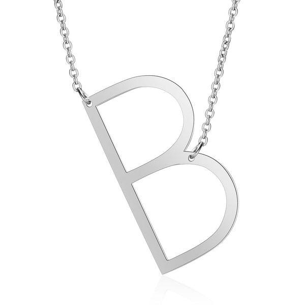 Fashionable Initial Pendant Chain Necklace Stainless Steel - PremiumBrandGoods