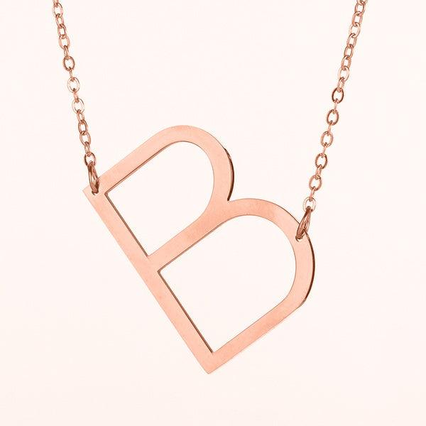 Fashionable Initial Pendant Chain Necklace Stainless Steel - PremiumBrandGoods