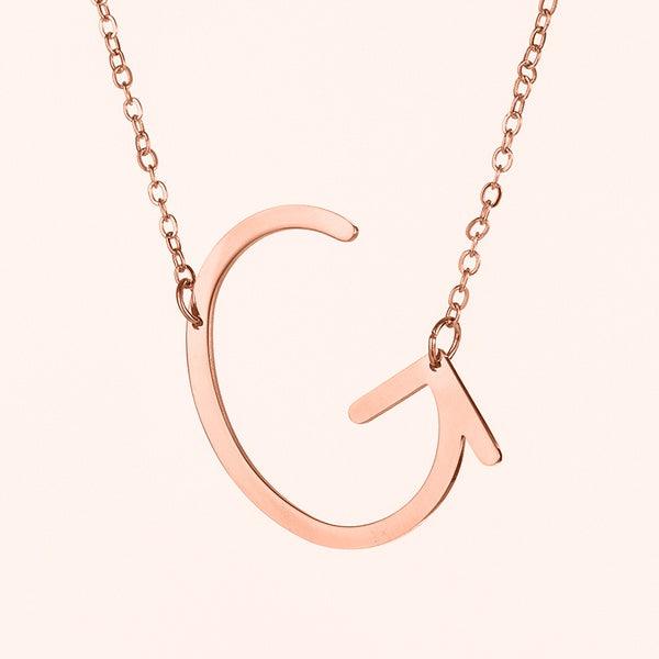 Fashionable Initial Pendant Chain Necklace Stainless Steel - PremiumBrandGoods