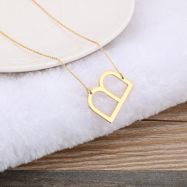 Fashionable Initial Pendant Chain Necklace Stainless Steel - PremiumBrandGoods