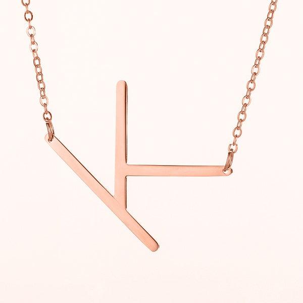 Fashionable Initial Pendant Chain Necklace Stainless Steel - PremiumBrandGoods