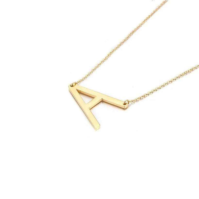 Fashionable Initial Pendant Chain Necklace Stainless Steel