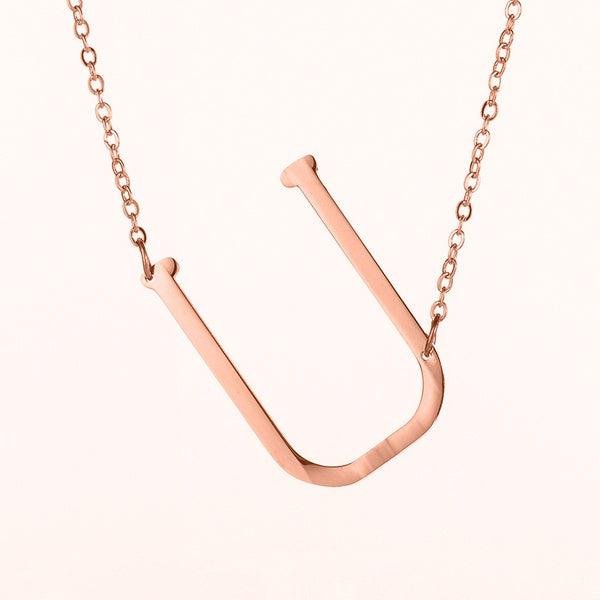 Fashionable Initial Pendant Chain Necklace Stainless Steel - PremiumBrandGoods