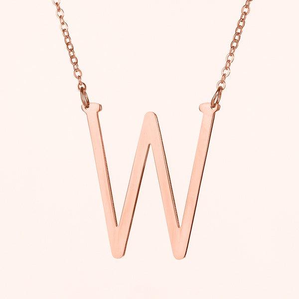 Fashionable Initial Pendant Chain Necklace Stainless Steel - PremiumBrandGoods