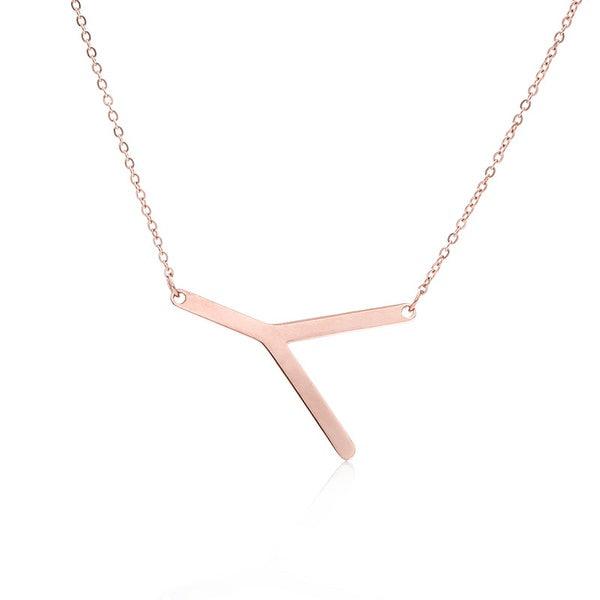 Fashionable Initial Pendant Chain Necklace Stainless Steel - PremiumBrandGoods