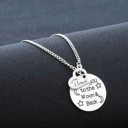 I Love You To Moon and back Love Heart Necklace