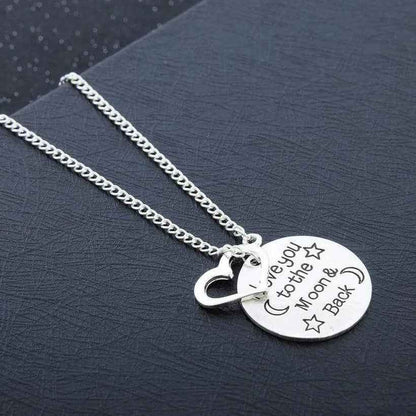 I Love You To Moon and back Love Heart Necklace