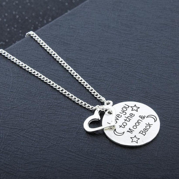 I Love You To Moon and back Love Heart Necklace - PremiumBrandGoods