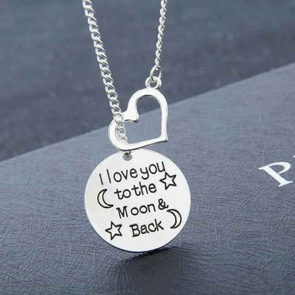 I Love You To Moon and back Love Heart Necklace