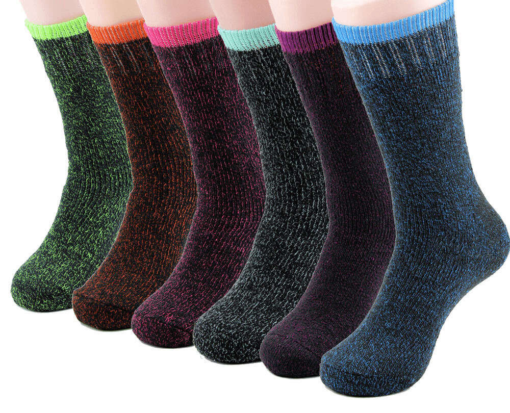Ladies Soft Warm Winter Thermal Socks Assorted Colors 6 Pack Fits Size 4-10 - PremiumBrandGoods