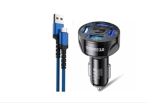 LED Fast Car Charger with USB C Android Cable Combo - PremiumBrandGoods