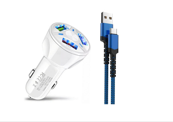 LED Fast Car Charger with USB C Android Cable Combo - PremiumBrandGoods