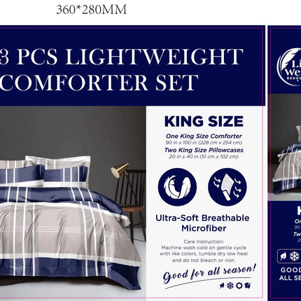 LiveWell Bedding 3 Piece Lightweight Comforter Set (6 Styles) - PremiumBrandGoods