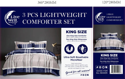 LiveWell Bedding 3 Piece Lightweight Comforter Set (6 Styles) - PremiumBrandGoods