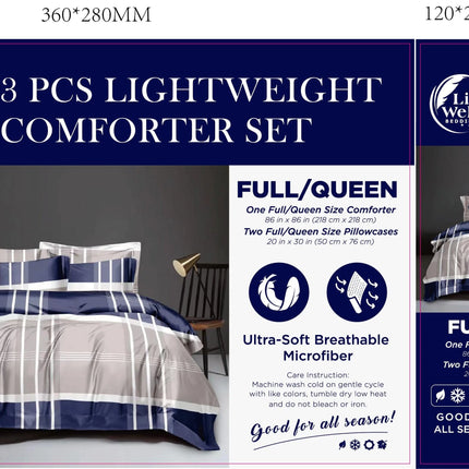 LiveWell Bedding 3 Piece Lightweight Comforter Set (6 Styles) - PremiumBrandGoods