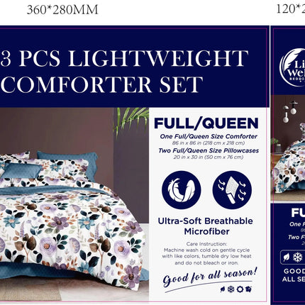 LiveWell Bedding 3 Piece Lightweight Comforter Set (6 Styles) - PremiumBrandGoods
