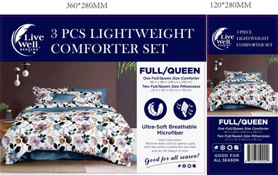LiveWell Bedding 3 Piece Lightweight Comforter Set (6 Styles) - PremiumBrandGoods