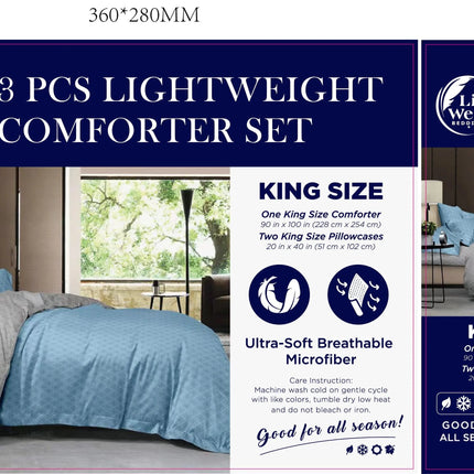 LiveWell Bedding 3 Piece Lightweight Comforter Set (6 Styles) - PremiumBrandGoods