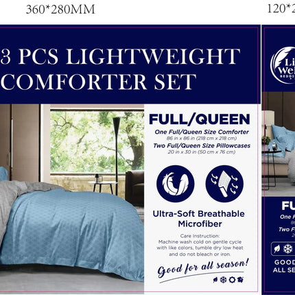 LiveWell Bedding 3 Piece Lightweight Comforter Set (6 Styles) - PremiumBrandGoods