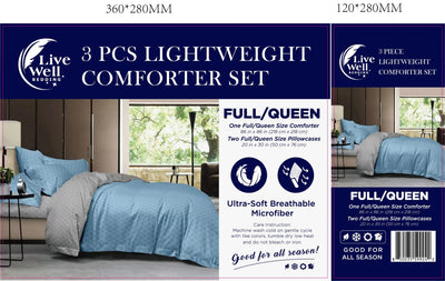LiveWell Bedding 3 Piece Lightweight Comforter Set (6 Styles) - PremiumBrandGoods