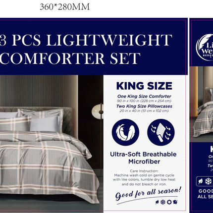 LiveWell Bedding 3 Piece Lightweight Comforter Set (6 Styles) - PremiumBrandGoods
