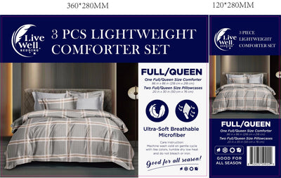 LiveWell Bedding 3 Piece Lightweight Comforter Set (6 Styles) - PremiumBrandGoods