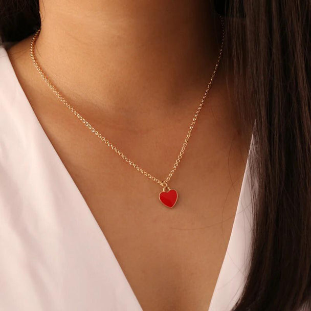 Love Heart Doublesided Dripping Oil Necklace 3 Piece Set - PremiumBrandGoods