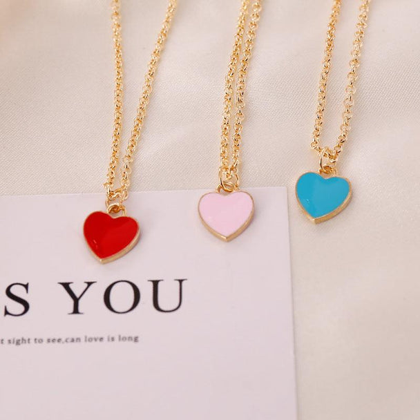 Love Heart Doublesided Dripping Oil Necklace 3 Piece Set - PremiumBrandGoods