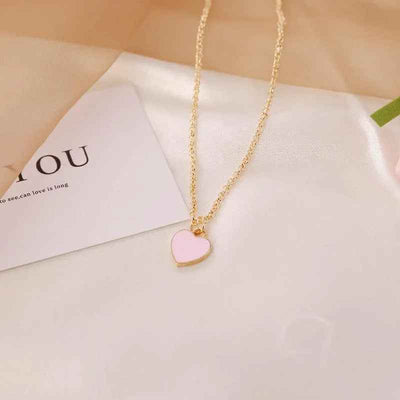 Love Heart Doublesided Dripping Oil Necklace 3 Piece Set