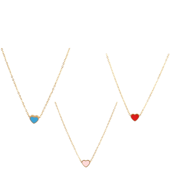 Love Heart Doublesided Dripping Oil Necklace 3 Piece Set - PremiumBrandGoods