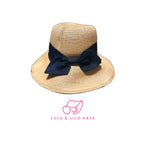 Beige with Navy Bow
