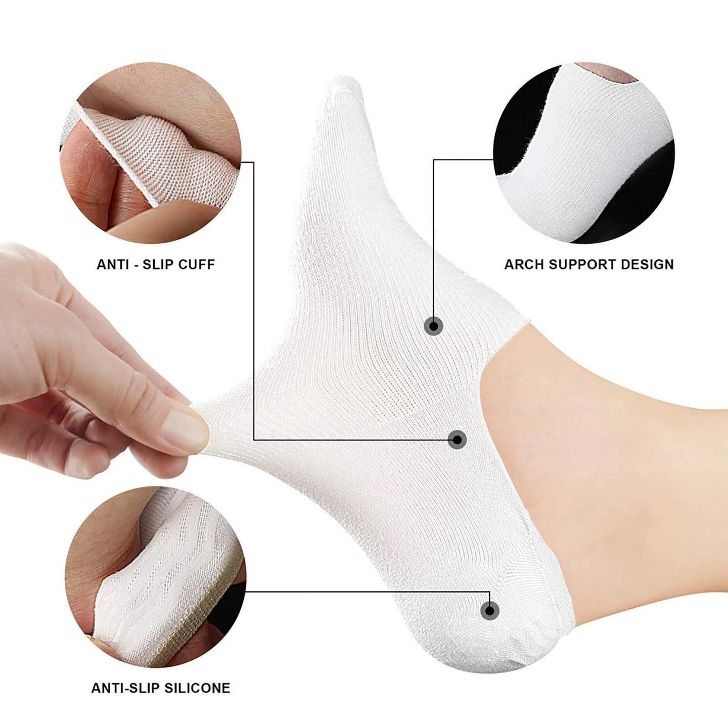 Men's No Show Socks | Anti Sleep and  Arch Support socks