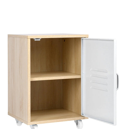 Moline wheel cabinet，1-Door Stand，Industrial Bedside Table - PremiumBrandGoods