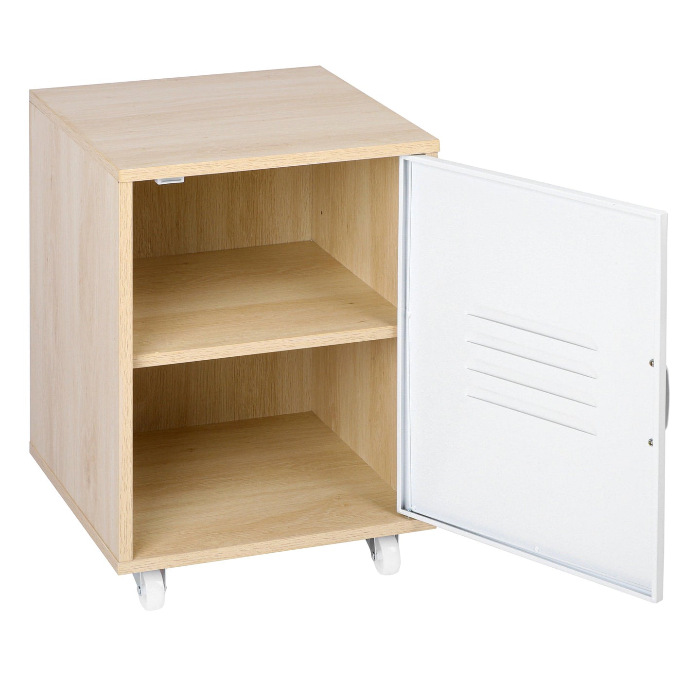 Moline wheel cabinet，1-Door Stand，Industrial Bedside Table - PremiumBrandGoods