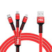 Red PBG 3-in-1 USB Charging Cable Mesh - USB-C/Micro USB/iPhone