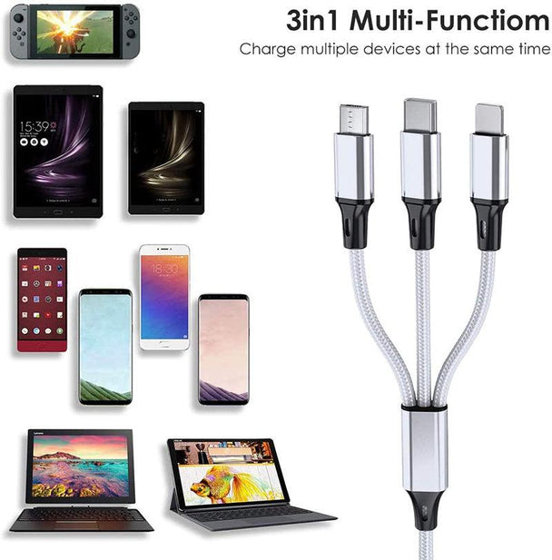 PBG 3 in 1 Fast Charging Cable | iPhone and Android cable