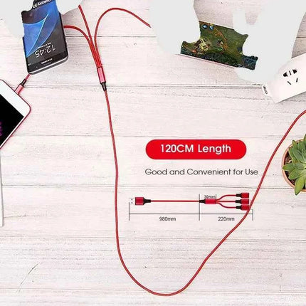 PBG 3-in-1 Fast Charging Cable - Nylon Braided, USB C/Micro USB/iPhone