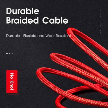PBG 3-in-1 Fast Charging Cable - Nylon Braided, USB C/Micro USB/iPhone